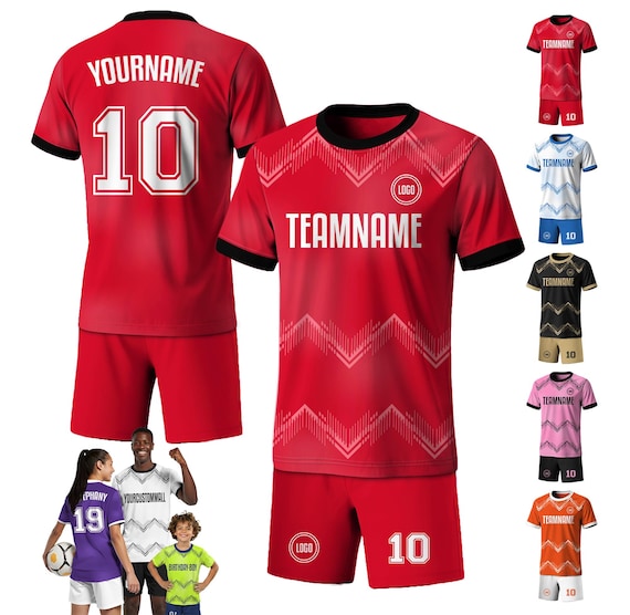 Maillot De Foot Personnalisé – Nom, Numéro, Logo D’équipe, Tissu Respirant, Col V, Enfant, Femme, Homme, Tailles Asiatiques