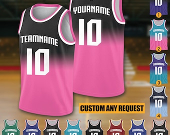 Personalized Gradient Basketball Jersey Team Name Number Jersey Shirt For Adult Kid Youth, Basketball Gifts for Team, Game Day Outfit