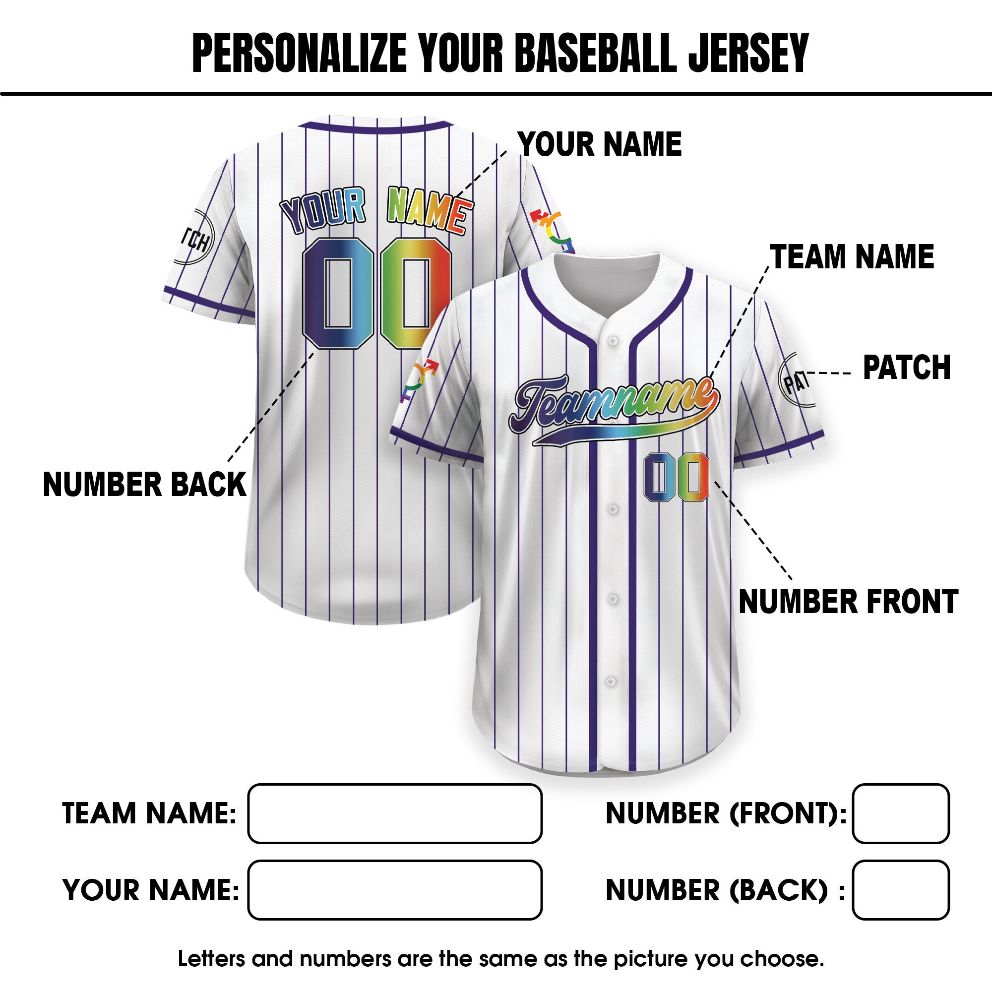 Custom Baseball Jersey Custom LGBT Pride Baseball Jersey Rainbow