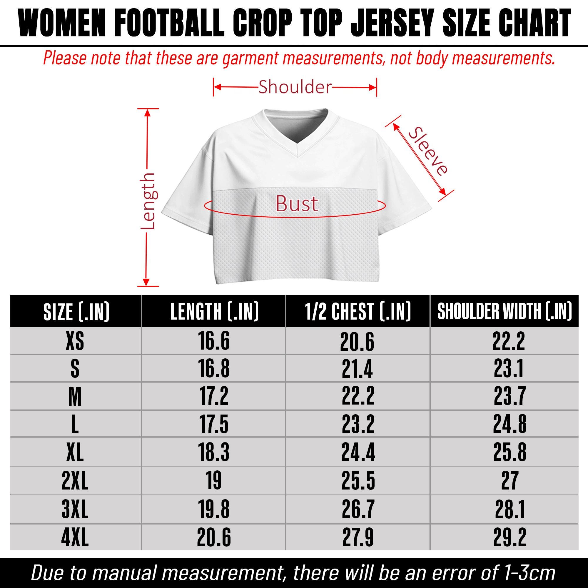 Personalize Women's Crop Top Football Jersey, Custom Team Name