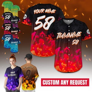 Personalized Jersey For Kid Youth Adult Custom Baseball Team Uniform with Name Button Down Shirt Couple Jersey for Baseball Lovers
