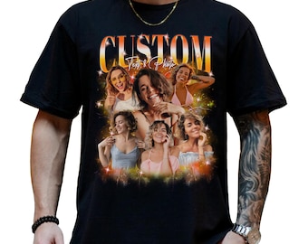 Custom Custom Bootleg Rap Tee, Custom Girlfriend Face Shirt, Custom Photo 90s Vintage Shirt for Boyfriend, Your Own Rap Tee Shirts for lover