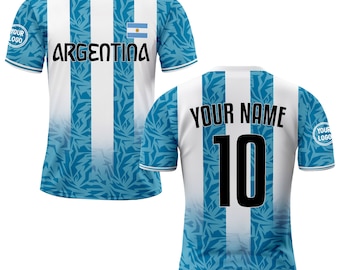 Custom Argentina Jersey Tee - Personalized Name And Number Soccer Shirt