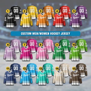 Custom Color Hockey Jersey For Men Women, Personalized Name Number Logo Sport Hockey Jersey Shirt, Hockey Jersey Sport Team Uniform for Fans