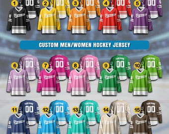 Benutzerdefinierte Farbhockey-Trikots für Männer / Frauen, personalisiertes Namensnummer-Logo Hockey-Shirt, Jersey-Sport-Mannschaftsuniform für Fangeschenke