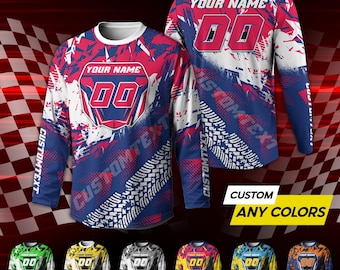 Custom Dirt Bike Long Sleeve Shirt, Personalized Name Number Motocross Rider Gift for Boyfriend, Racing Shirts Men, 3D Dirt Bike Shirt