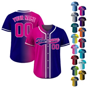 Custom Baseball Jersey Gradient with Teamname Name Number, Custom Jersey Shirt for Men Women Youth Kid, Gift for Baseball Fans Pink Navy