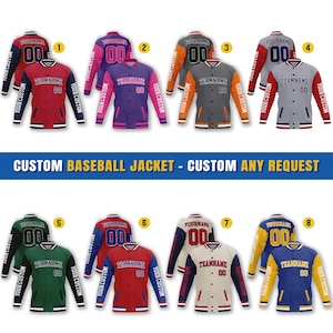 Custom Varsity Jacket with Team Name Name Number Logo for Men Women Youth, Customized High School Baseball Jacket Letterman College