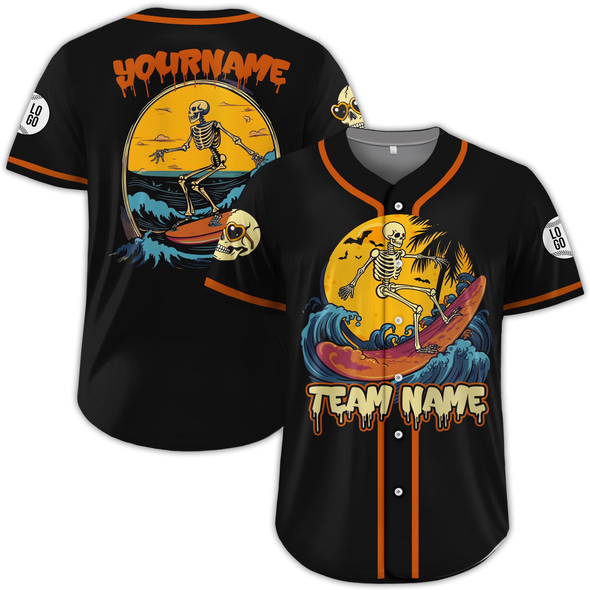 Discover Custom Summer Skeleton Baseball Jersey, Personalized Summer Vacation Baseball Jersey