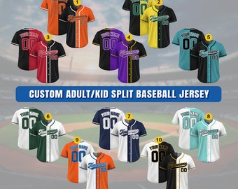 Maglia da baseball personalizzata Split, maglia da baseball personalizzata con nome della squadra, numero e logo, maglia da baseball personalizzata per adulti e bambini, uniforme da baseball Split