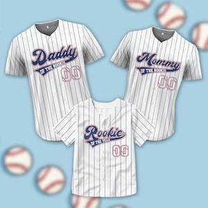 Personalized Mommy Daddy Of the Rookie Baseball Jersey, Custom Name Number Rookie Of The Year Jersey Family Matching Outfits Baseball Gifts