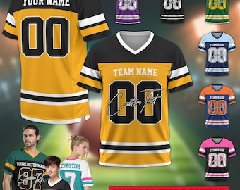 Personalisiertes Fußball-Jersey-Shirt mit Team-Namensnummer, benutzerdefiniertes Teamuniform-Herren-Fußball-Shirt für Team-Fan Jersey-Konzertoutfitgeschenke
