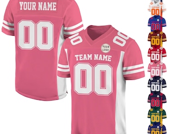 Camiseta de fútbol personalizada con nombre y número de equipo para adultos y jóvenes en edad preescolar. Estampados personalizados en varios colores y tamaños.