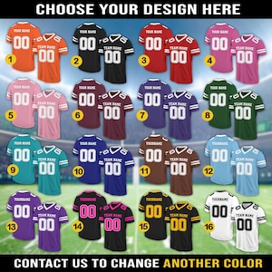 Maillot de football américain personnalisé homme, femme, jeune, enfant, maillot de football personnalisé, nom de l'équipe personnalisé, numéro, logo, maillot de l'équipe de football orange image 4