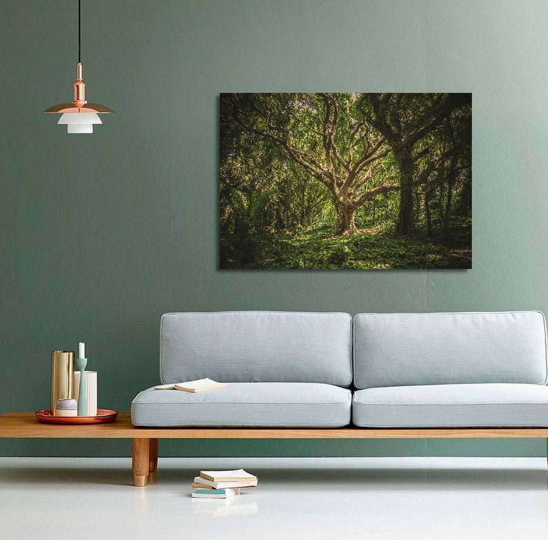 Green Forest Wall Art Forest Canvas Forest Wall Decor Tree Etsy