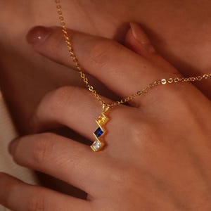 Personalized Multi Birthstone Necklace,Family Birthstone Necklace, Dainty Square Birthstone Necklace,Custom Birthstone Jewelry,Birthday Gift