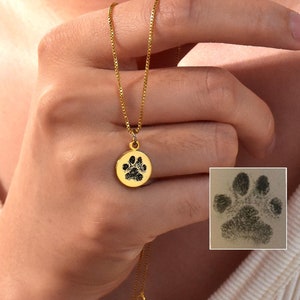 Engraved Paw Print Necklace, Actual Paw Print Necklace, Pet Paw Necklace, Dog/Cat Paw Necklace, Pet Lover Gift, Memorial Loss,Christmas gift