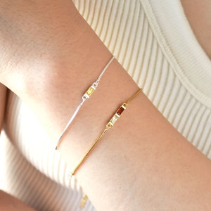 Bracelet de famille personnalisé avec pierres de naissance, bracelet de pierres de naissance baguette, bracelet multi-pierres de naissance, bracelet d'amitié pour couples, cadeau pour maman