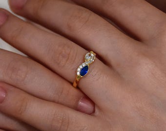 Double Birthstone Ring, Infinity Ring, Dainty Marquise Birthstone Ring, Mother Daughter Ring, Best Friend Gift, Christmas Gift for Her