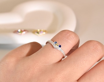 Dainty Birthstone Ring, Mother's Ring, Family Birthstone Ring, Birthstone Rings for Women,Personalized Birthstone Jewelry,Mother's day gift