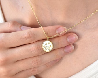 Paw Print Necklace, Engraved Pet Paw Necklace, Your Actual Pet Paw Print Necklace, Pet Lover Gift, Dog/Cat Paw Necklace, Memorial Loss Gift