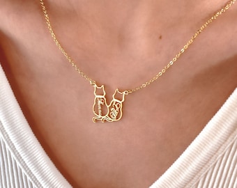 Gepersonaliseerde kat naam ketting, aangepaste huisdier gouden naam ketting, kat geschenken voor kattenliefhebbers, huisdier Memorial cadeau, cadeau voor haar, verjaardagscadeau