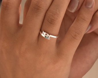 Family Birthstone Ring, Mom Ring with Birthstone, Mama Ring, Dainty Birthstone Ring, Birthday Gift for Mom, Christmas Gift,Mother's Day Gift