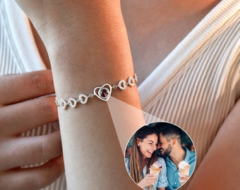 Custom Projection Bracelet, Heart Bracelet, Photo Memorial Bracelet, Picture Inside Bracelet, Gift for Her, Wedding Gift,Birthday Gift