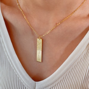 Your Fingerprint Necklace, Bar Fingerprint Necklace, Handwriting Necklace, Actual Engraved Fingerprint,Thumbprint Necklace,Memorial Necklace