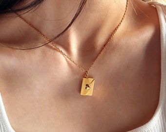 Envelope Necklace With Secret Message, Envelope Love Letter Necklace, Locket Necklace, Couples Necklace, Engraved Memorial Photo, TBF Gift