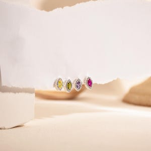 Minimalist Birthstone Earrings Stud, Tiny Leaf Birthstone Earrings, Dainty Earrings for Mom,Daily Earring,Grandma Gift,Birthday Gift for Mom
