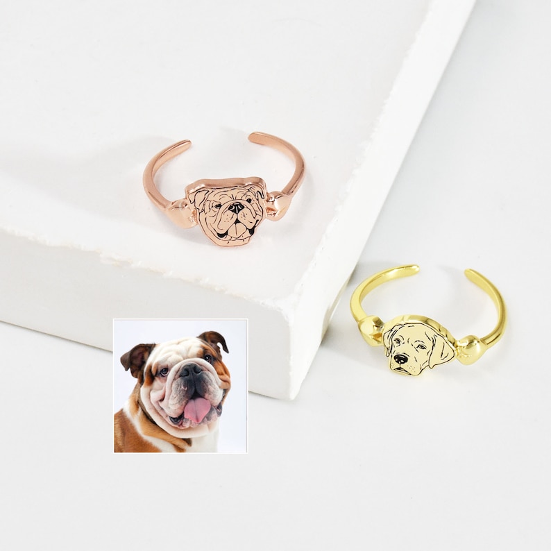 Personalisierter Haustierportrait-Ring, Hund-Katzen-Ring, personalisierter Haustierfoto-Ring, Katzenschmuck, Haustierliebhaber-Geschenk, Haustier-Erinnerung, Geburtstagsgeschenk, Geschenk für Sie Bild 4