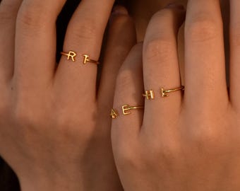 Duo Initial Ring, Custom Letter Ring, Dainty Couple Rings, Double Initial Ring, Summer Ring, Stackable Rings, Gift For Her, Bridesmaid Gift