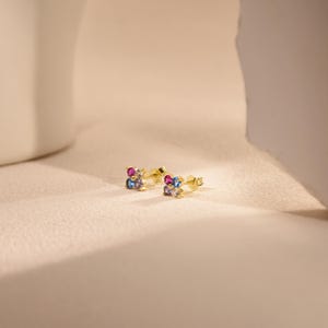 Dainty Birthstone Stud Earrings, Tiny Birthstone Earrings, Multiple Birthstone Earrings,Kids Birthstone Earrings,Mother Earring,Gift For Mom