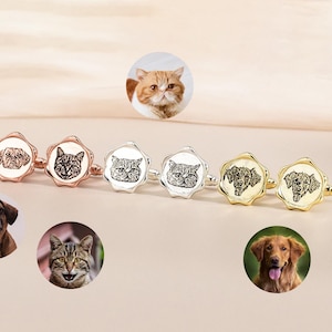 Custom Engraved Pet Cuff Links, Personalised Pet Photo Cufflinks, Cuff Links Pet Portrait, Dog Cat Cufflinks, Wedding Gift, Groomsmen Gifts