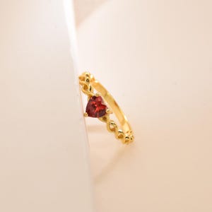 Dainty Birthstone Heart Ring, Heart Birthstone Ring for Lover, Promise Ring, Custom Stacking Ring, Valentines Day Gift,Birthday Gift for Her