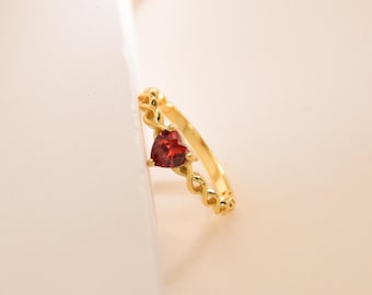 Dainty Birthstone Heart Ring, Heart Birthstone Ring for Lover, Promise Ring, Custom Stacking Ring, Valentines Day Gift,Birthday Gift for Her