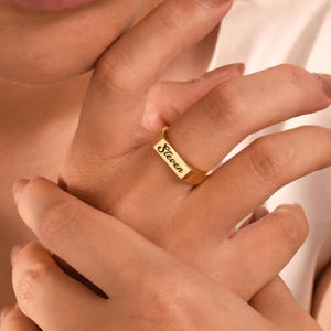 Dainty Name Band Ring, Engraved Name Ring, Gold Name Stacking Ring, Couple Ring,Stack for Women,Name Ring for Mom,Name Jewelry,Birhtday Gift