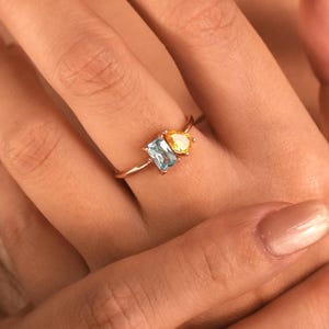 Mother Daughter Ring, Double Birthstone Ring, Custom Toi et Moi Gemstone Ring, Dainty Dual Birthstone Ring,Bridesmaid Gift,Mother’s Day Gift