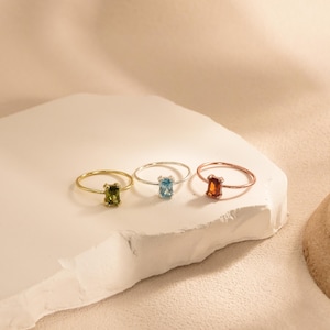 Aangepaste stokbrood edelsteenring, sierlijke geboortesteenring, moeder oma ring cadeau, goud zilver moeders geboorte maand ring, beste vriend cadeau