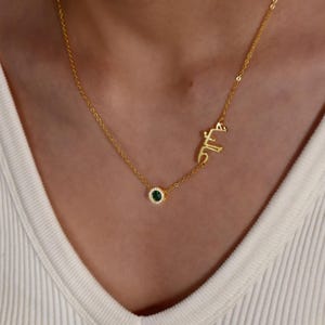Custom Name Necklace with Birthstone,Sideways Name Necklace,Personalized Name Necklace With Birthstone,Necklace for Mom Grandma,Gift for Her