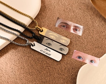 Collar personalizado con ojos humanos para mujer/hombre, grabado con tu foto de los ojos, collar "Yo contigo", collar hip-hop, regalo de cumpleaños