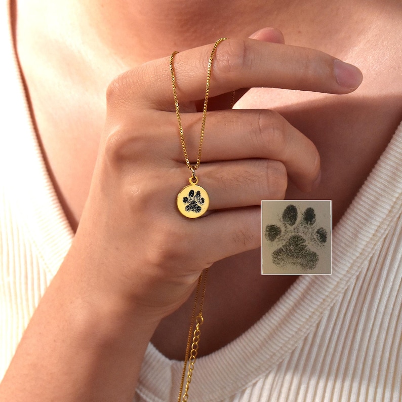 Paw Print Necklace,Dog/Cat Paw Necklace,Personalized Paw Necklace