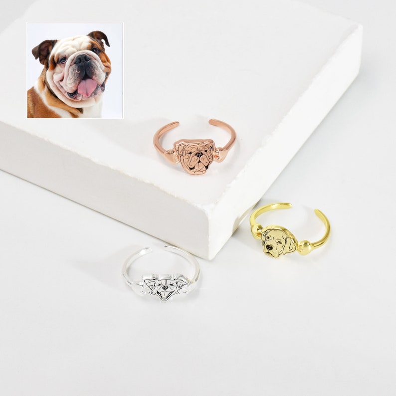 Personalisierter Haustierportrait-Ring, Hund-Katzen-Ring, personalisierter Haustierfoto-Ring, Katzenschmuck, Haustierliebhaber-Geschenk, Haustier-Erinnerung, Geburtstagsgeschenk, Geschenk für Sie Bild 2