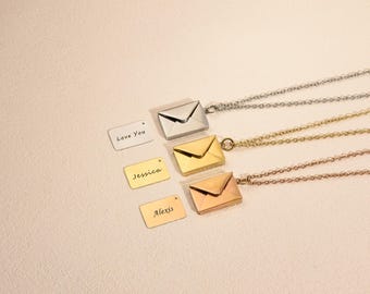 Custom Engraving Photo Locket, Personalized Envelope Necklace,Secret Message Necklace,Memorial Photo,Couple Necklace,Trendy Best Friend Gift