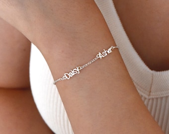 Aangepaste naamarmband, gepersonaliseerde kleine naamarmband, armband met meerdere namen, babynaamarmband, armband met kindernaam, cadeau voor haar
