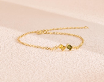 Pulsera de piedra natal familiar, pulsera personalizada con múltiples piedras natales, regalo de aniversario, regalo de cumpleaños, regalo de Navidad para ella.