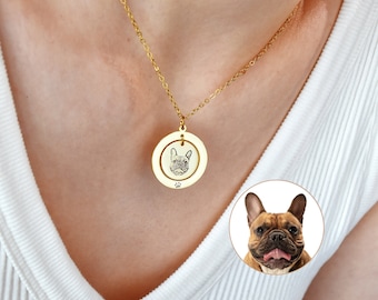 Haustier Portrait Halskette mit Namen, Benutzerdefinierte Hund Katze Foto Halskette, Personalisierte Halskette, Haustier Erinnerung Halskette, Geschenk für Sie