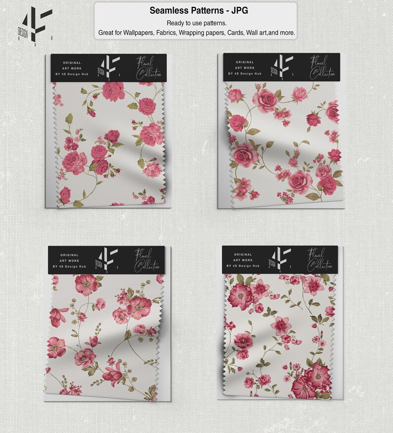 Floral Digital Paper: Spring Flower Watercolor Patterns (digital ...