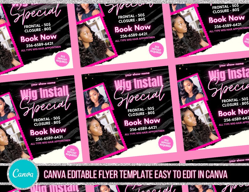 Wig Install Flyer DIY Flyer Template Design Hair Appointment Etsy